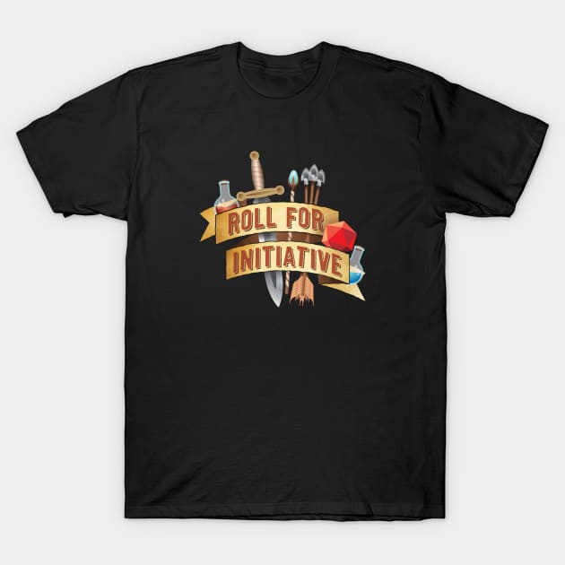 Roll For Initiative Tshirt T-Shirt by Natural 20 Shirts